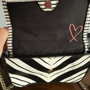Victoria's Secret Black and White Zebra Crossbody Bag